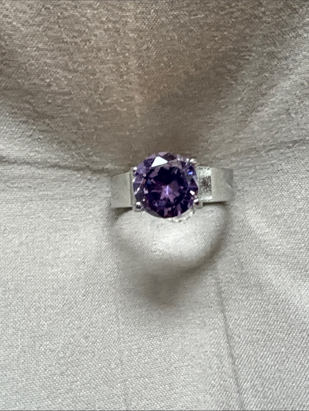 Sterling Silver Purple Gemstone Solitaire Ring